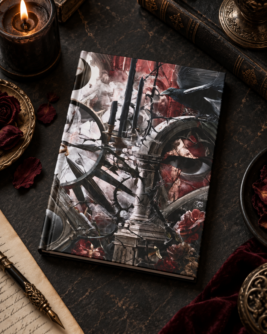 Gothic Raven Journal — Dark Victorian Candlelight Notebook