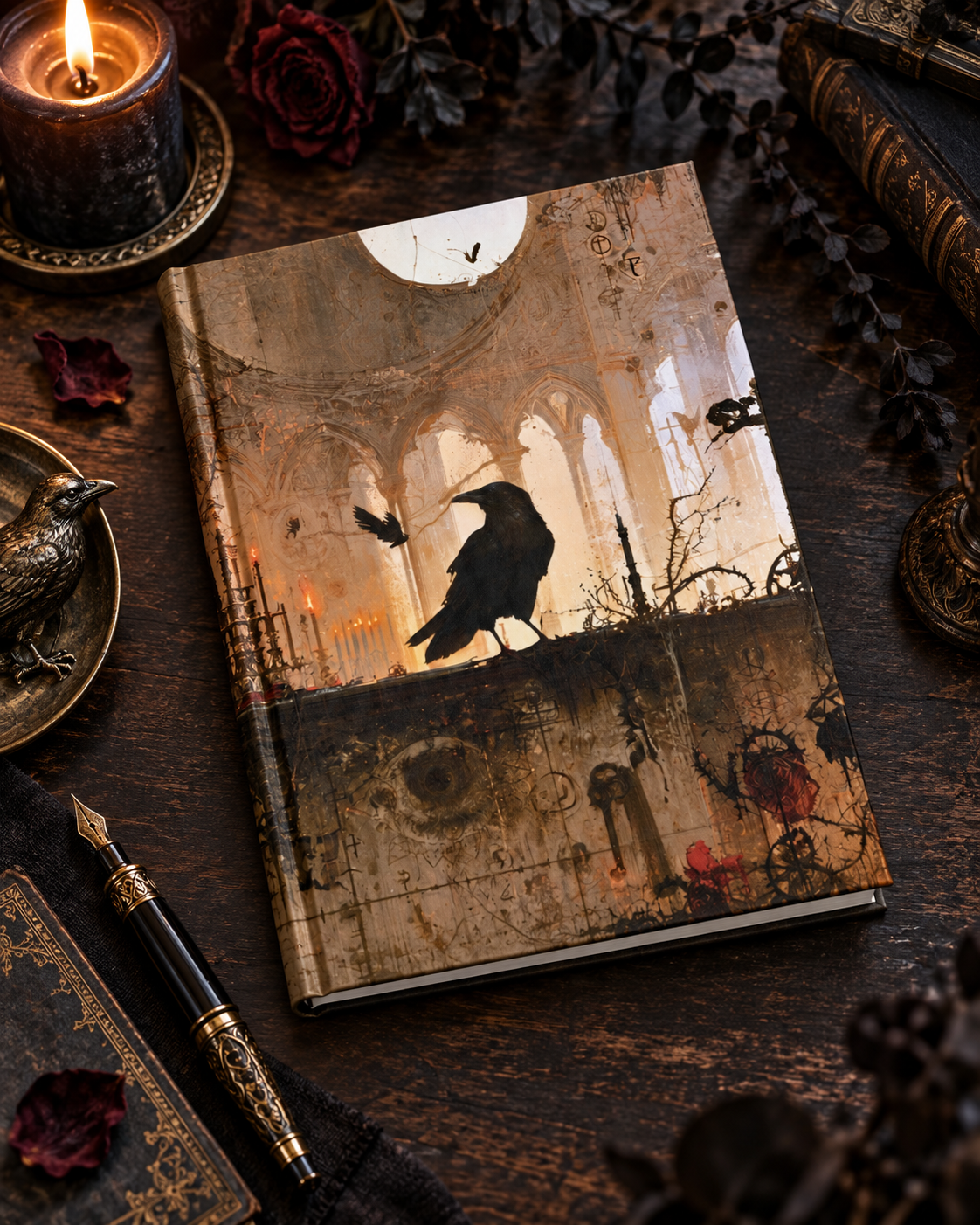 Gothic Raven Journal — Dark Fantasy Blank Notebook for Writing & Sketching - Image 3