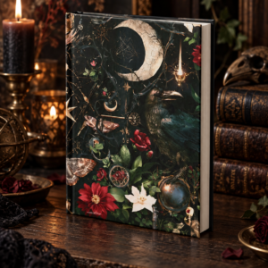 Mystic Moon & Raven Journal — Botanical Witchy Blank Notebook